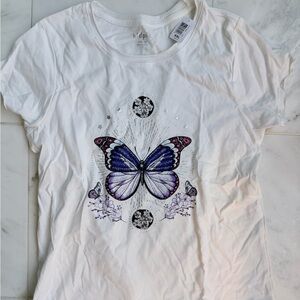 kidpik White Butterfly Graphic Tee